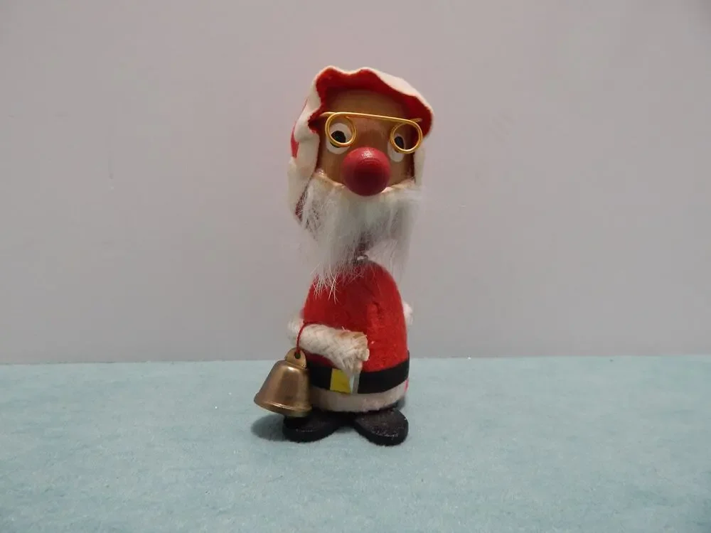 Vintage Wood Felt Nodder Bobble Head Santa Claus by Kurt Adler Made in Japan